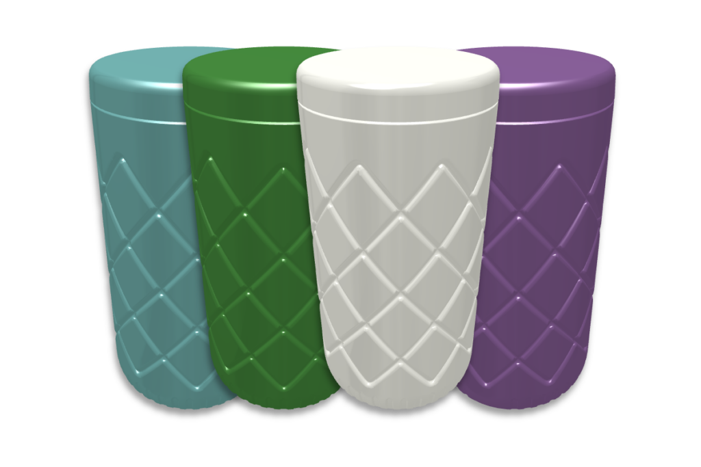 Four multi-color plastic containers for wipes