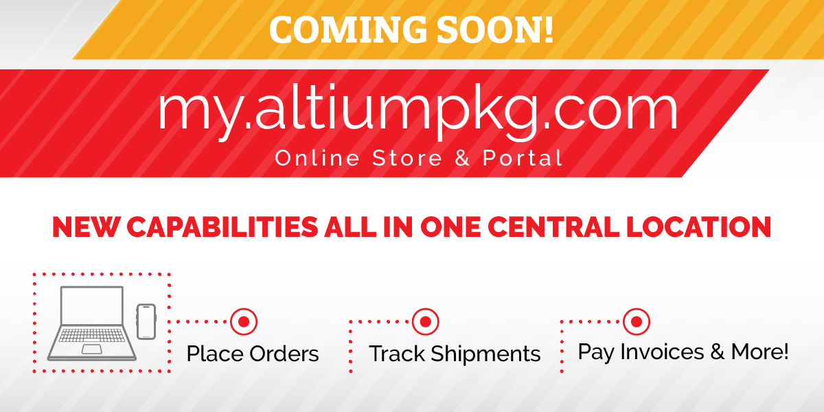 Mobile header announcement "coming soon" for my.altiumpkg.com online store & portal